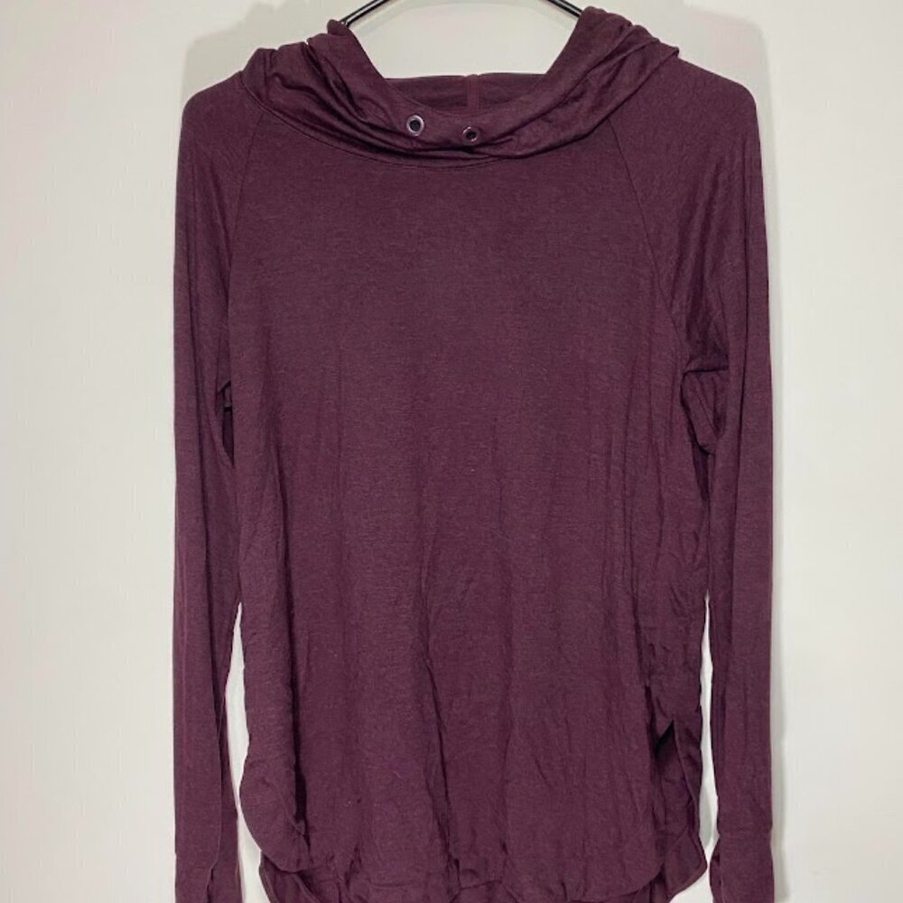 Athleta Heathered Purple Cowl Neck Hoodie